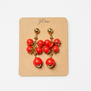 J.Crew Pea Pod Drop Dangle Earrings Red Gold